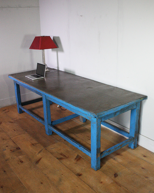 Large Industrial Blue Table