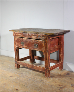 Vintage Red Wooden Table
