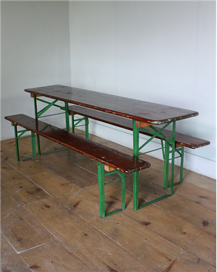 Brown German folding Table and Benches