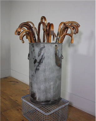 Walking Sticks in Galvanised Bin