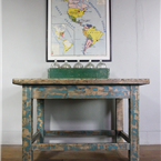 Blue painted Distressed Work Table