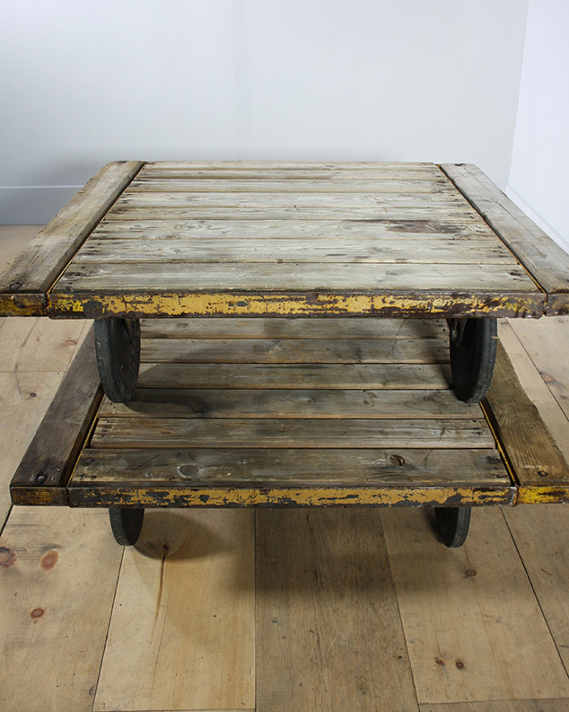 square trolley table yellow
