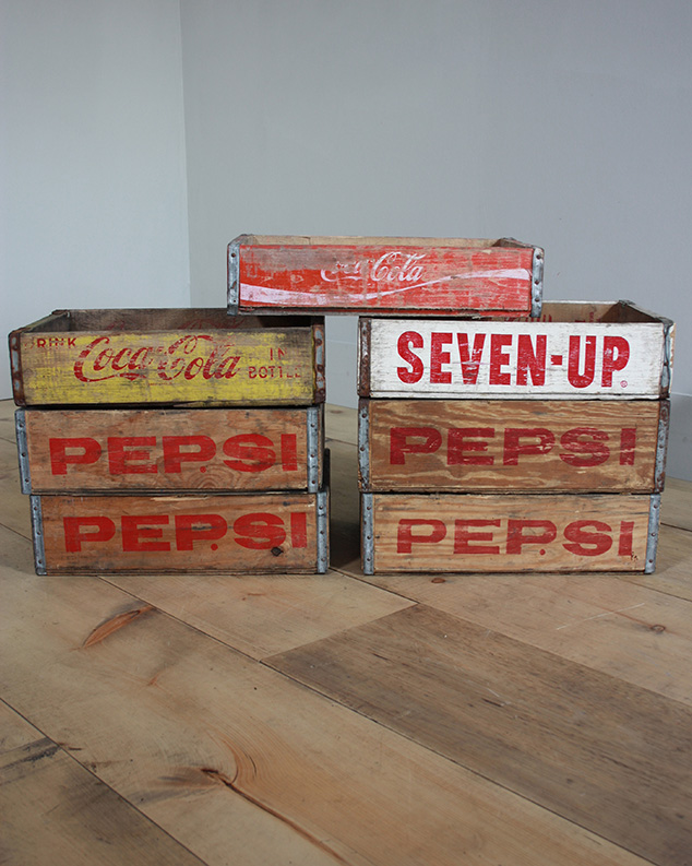 Pepsi, Coca Cola, Seven Up, Dr Pepper Crates.