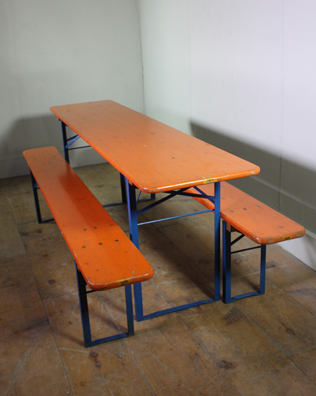 German Beer Festival Tables and Benches (Orange top with green legs) Oktoberfest 200cm