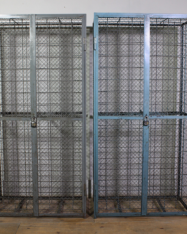 grey and blue wine cage