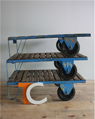 Blue Pallet Trolley Tables