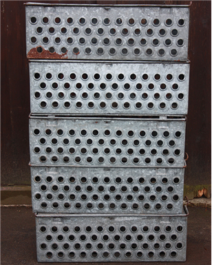 metal holed crates