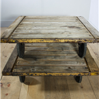 square trolley table yellow