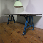 Industrial Blue Metal Legged Table