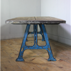 Industrial Blue Metal Legged Table