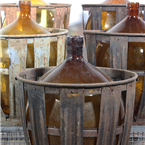 French Bottles in Metal Crates