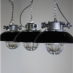 Czech Industrial Lights with Caged Glass
