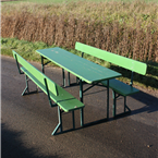 Ocktoberfest - Green - Beer Festival Table and Bench sets - with wooden backs on Benches 