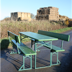 Ocktoberfest - Green - Beer Festival Table and Bench sets - with wooden backs on Benches 